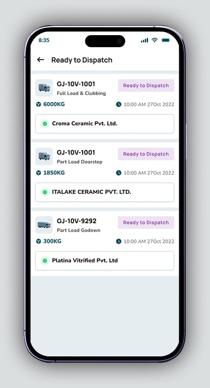 Truck booking app – part load and full load orders ready to dispatch from Morbi